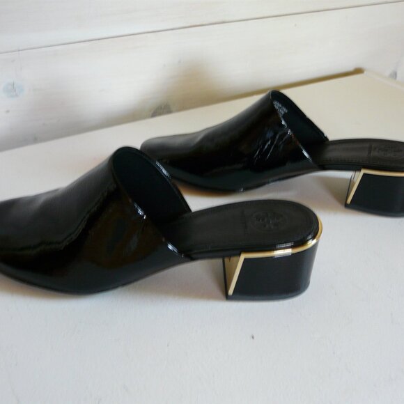 NEW Tory Burch size 7new black Juliana patent leather mules #49709 - Picture 9 of 15